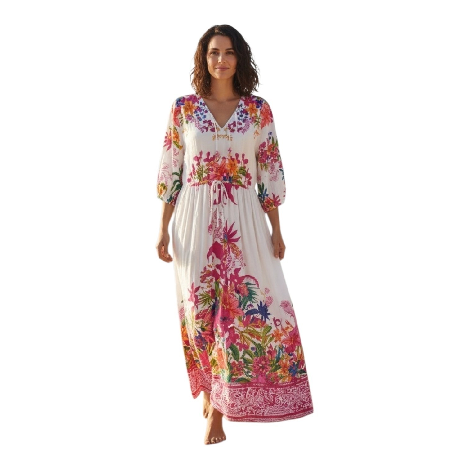 I.N.C. International Concepts Women's Small Floral V-Neck Tropical Maxi Dress